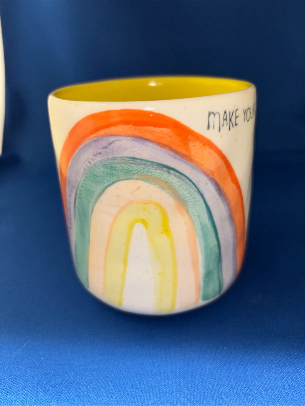 Anthropologie Make Your Own Magic Rainbow Mug 3.75 In X 3.5 In